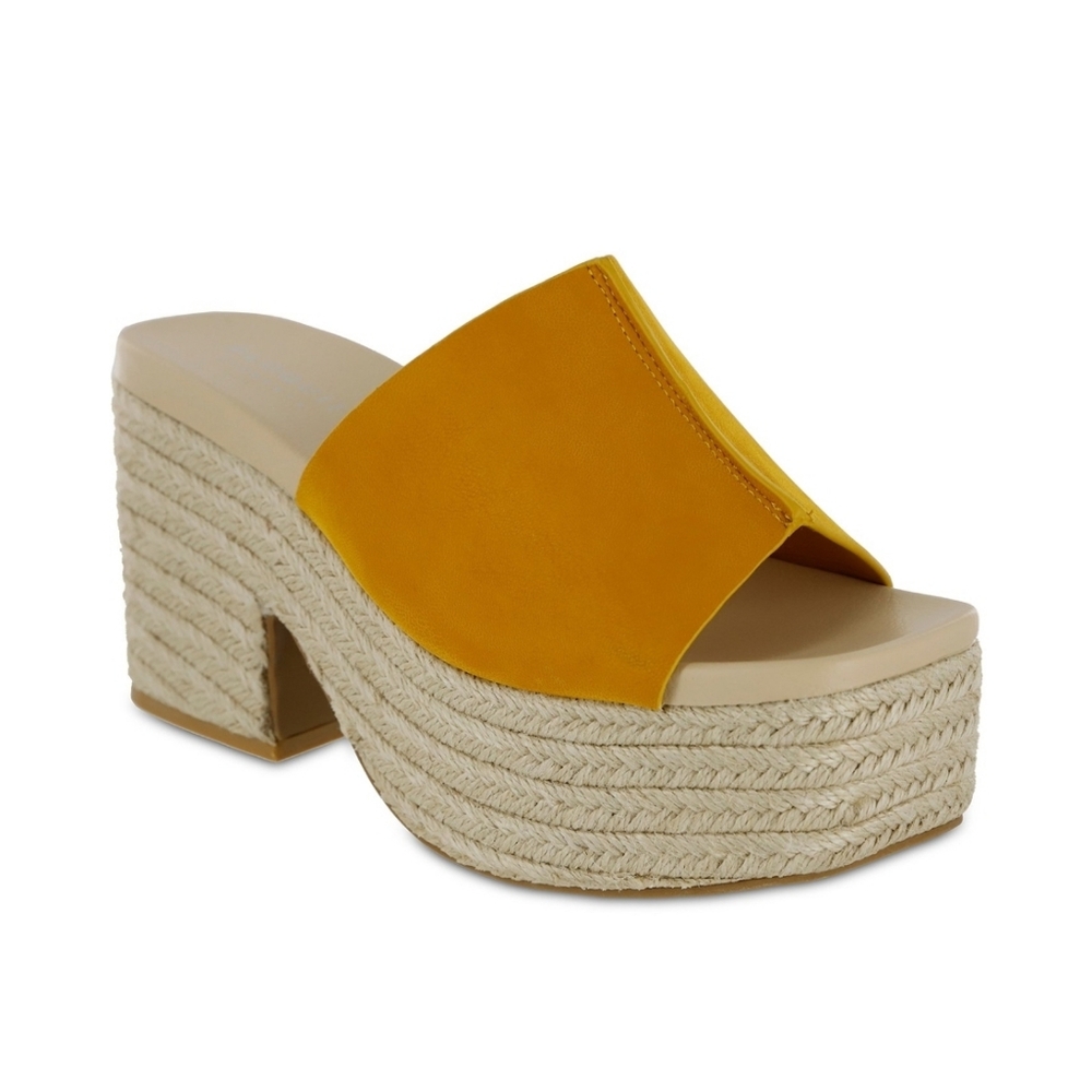 Eloquii Elements Women 3.5in Platform Mules Yellow Sz 9W